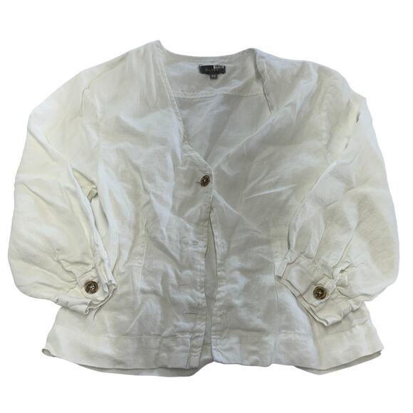 DL1961 Blouse Womens X Small White Audrey V Neck Button Up Linen - Picture 2 of 15